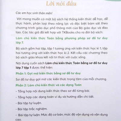Sách - Làm Chủ Kiến Thức Toán Bằng Sơ Đồ Tư Duy Lớp 7 - Tập 1