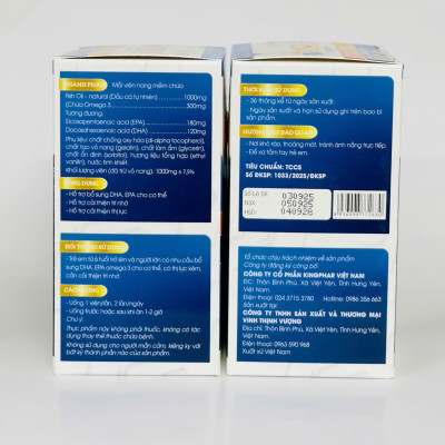 Viên uống Dầu cá Omega 3 Kingphar 1000mg, lọ 60 viên, bổ mắt, bổ não