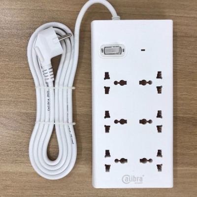 Ổ cắm điện  Calibra 6 Ổ 1 Công Tắc 4000W CSU-6K1A, An toàn, siêu chịu tải / Hàng chính hãng