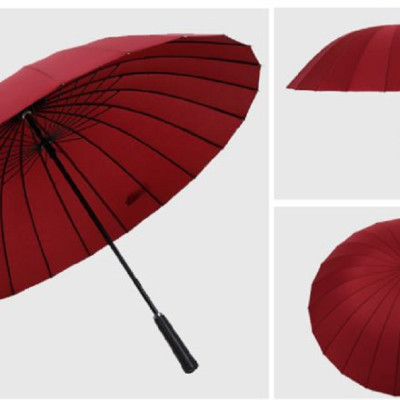 Ô cán dài đi mưa cỡ lớn 24 nan chồng lật cao cấp màu đỏ đô