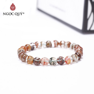 Vòng tay trơn đá thạch anh ưu linh đa sắc size hạt 7mm - Ngọc Quý Gemstones