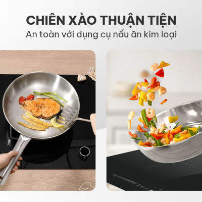Chảo inox 304 đa lớp cao cấp SUNHOUSE IN20-24-26M6E - 3 lớp nguyên khối - Cán rỗng hạn chế bỏng