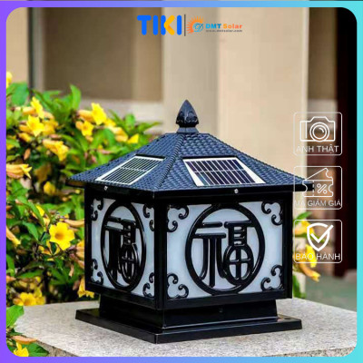 Đèn trụ cổng rào chữ Phúc năng lượng mặt trời kích thước 30*30cm tích hợp 3 màu ánh sáng (Trắng/Vàng/Trung tính)