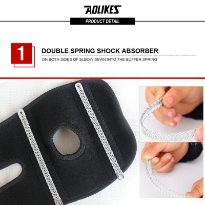 Băng bảo vệ khủy tay AOLIKES 7946 thanh thép đàn hồi trợ lực spring sport elbow support protector