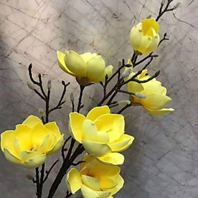 Hoa mộc lan giả - 1 cành 6 bông - Độ dài 130cm - Cây giả, hoa lụa Decor trang trí nhà cửa