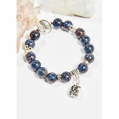 Vòng tay phong thủy đá pietersite charm cú 10mm mệnh thủy , mộc - Ngọc Quý Gemstones