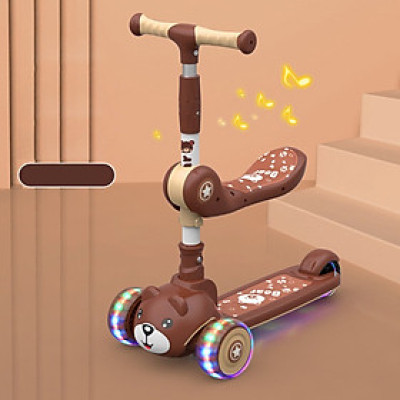 Xe trượt scooter cho bé, Xe chòi chân trẻ em cao cấp hình gấu