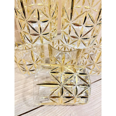 Set 6 Cốc Thuỷ Tinh Vẽ Vàng  Sang Trọng Tinh Tế 