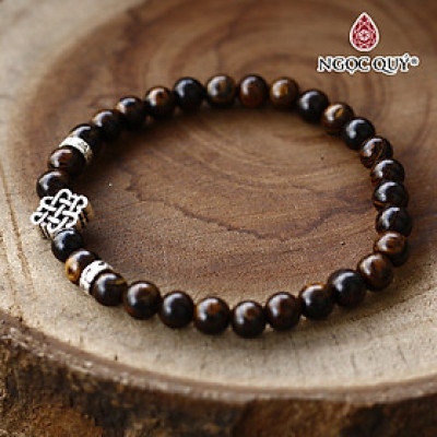 Vòng trầm sánh tròn 6mm phối charm bạc nút thắt đồng tâm - Ngọc Quý Gemstones