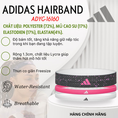Băng Đô Thể Thao Freesize Chính Hãng ADIDAS ADAC-16160 Hairband (Bộ 3 Sợi) - Thun Co Giãn Cao Cấp