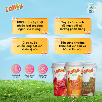 [COMBO 6 LY] iChill Dâu Tây Atiso Đỏ Nước Thanh Nhiệt Sấy Thăng Hoa Từ Trái Cây Tự Nhiên