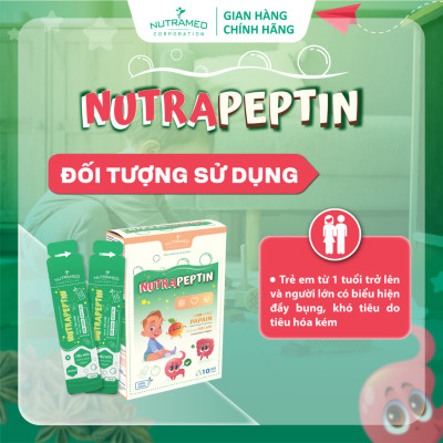 Gói uống Nutrapeptin hỗ trợ giảm đầy bụng, khó tiêu, tiêu hoá kém (10 gói) - Nutramed