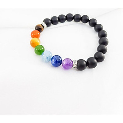 Vòng tay YOGA đá nham thạch mix đá nhiều màu