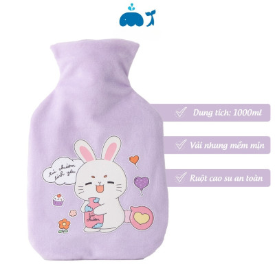 Túi chườm nóng lạnh 1000ml, túi chườm sưởi ấm giảm đau bụng kinh họa tiết dễ thương KÈM HỘP ĐỰNG