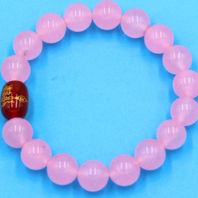 Vòng tay chuỗi hạt đá thạch anh hồng 10 ly Thái tuế phù DTTH30