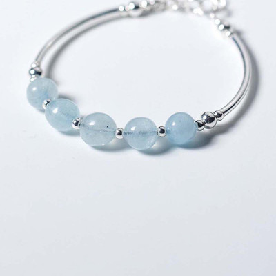 Vòng tay đá Aquamarine mệnh thủy, mộc - Ngọc Quý Gemstones