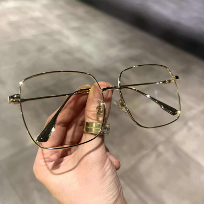 Kính mắt kim loại Korea chống ánh sáng xanh dáng vuông cho nam nữ unisex nam nữ