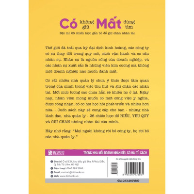 Sách - Có không giữ, mất đừng tìm: Bật mí 26 chiến lược gắn bó để giữ chân nhân tài