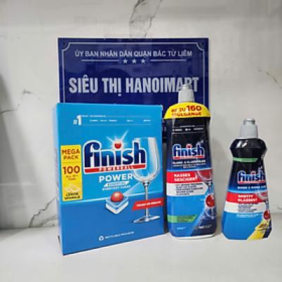 Viên rửa bát finish 110 viên+1150ml Nước làm bóng bát Finish dùng cho Máy rửa bát