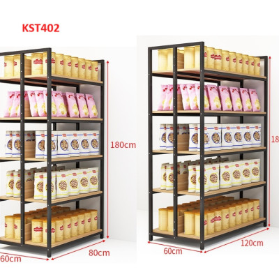 Kệ trưng bày sản phẩm, hàng hóa , kệ trang trí khung sắt mặt gỗ KST402 - Nội thất lắp ráp Viễn Đông Adv