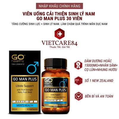 Bộ Sản Phẩm Giúp Tăng Cường Sinh Lực - Sinh Lý Nam, Làm Chậm Quá Trình Mãn Dục Nam: Go Man Plus 30 Viên, Bổ Tim Go Co Q10 160mg 30 Viên