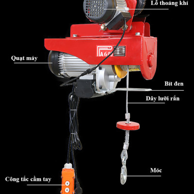 Bộ Tời Điện Kèm Rùa ABG PA600 (300/600Kg) 12 Mét - Máy Tời Treo Nâng Hạ Vật Nặng Dễ Dàng Trong Nhà Xưởng Công Nghiệp Và Đời Sống, Nâng Kéo Linh Hoạt, Hiệu Quả Cao - Hàng Chính Hãng (Giao Màu Ngẫu Nhiên)