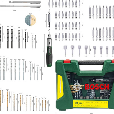 Bộ Phụ Kiện Mũi Khoan Và Tuốc Nơ Vít Bosch 2607017195 – 91 Món Hàng Chính Hãng