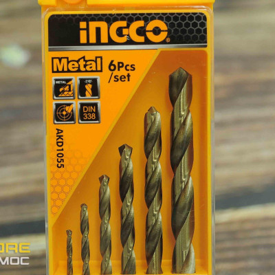 BỘ MŨI KHOAN SẮT 6 CÂY INGCO AKD1055 - HÀNG CHÍNH HÃNG