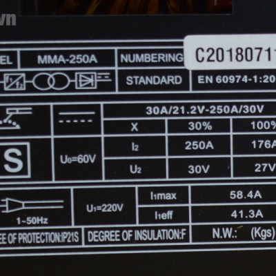 MÁY HÀN QUE ĐIỆN TỬ BTEC MMA 250A (CHUYÊN HÀN QUE 3.2 LY) + TẶNG BAO TAY INGCO HGVK05 (CHÍNH HÃNG)