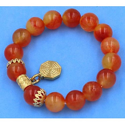 Vòng tay chuỗi Đá Ngọc Tủy size 12 ly - Vòng tay Bát Quái vàng phối charm - không đen, không bay màu