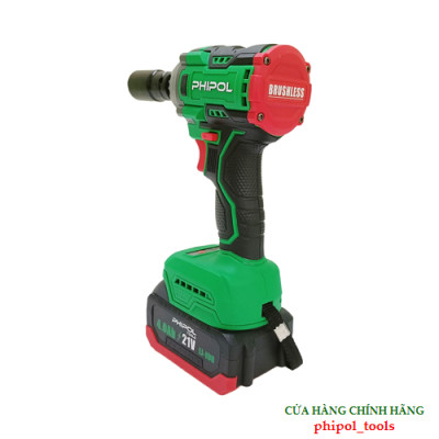 Combo Máy siết bu lông 21V động cơ không chổi than PHIPOL TOOLS PH3032 Kèm 2 pin và sạc - Hàng Chính Hãng