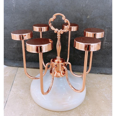 Giá Úp Ly, Úp Cốc - Đế Đá Cao Cấp Kèm khay thủy tinh hứng nước màu vàng hồng