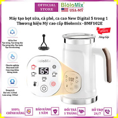 Máy tạo bọt sữa, cà phê, ca cao New Digital 5 trong 1 chuyên nghiệp thương hiệu Mỹ Biolomix BMF102E - Hàng nhập khẩu