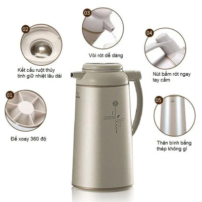 Phích giữ nhiệt Zojirushi 1.55L, an toàn sức khỏe, hàng chính hãng, sản xuất Nhật Bản, AFFB-16, bảo hành 1 năm