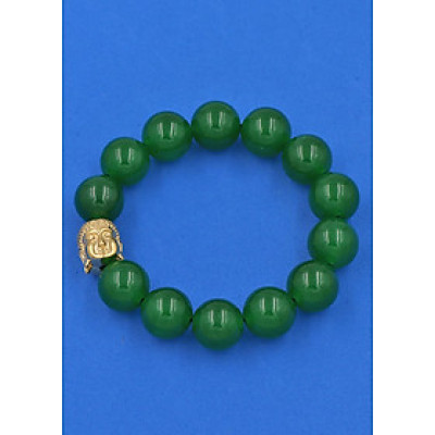 Vòng đeo tay Thạch Anh Xanh Lá 14 ly cẩn hạt Phật A Di Đà inox vàng VTAXLNLV14 - hợp mệnh Hỏa, mệnh Mộc