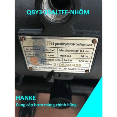 Máy bơm màng khí nén thân nhôm, GODO QBY3-25ALTFF