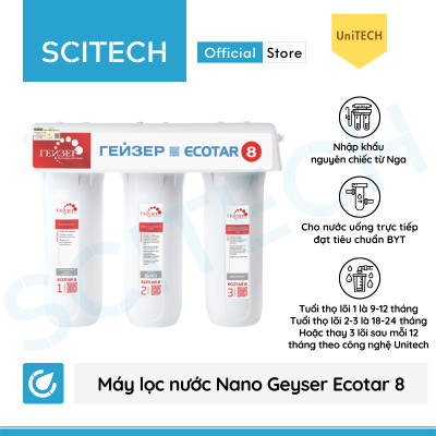 Máy lọc nước Nano Geyser Ecotar 8 kèm bộ đơn lọc thô 10 inch by Scitech - Hàng chính hãng