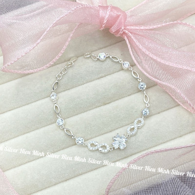 Lắc Tay Nữ Bạc Ta Cỏ Bốn Lá Đính Đá BẠC HIỂU MINH LTU645