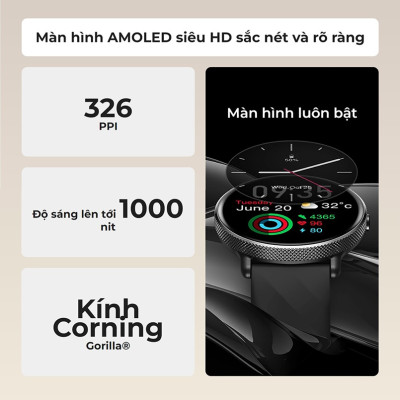 Đồng Hồ Thông Minh Zeblaze GTR3 Pro - Màn hình Amoled - Hỗ trợ nghe gọi - Theo dõi sức khỏe - Full Tiếng Việt - Hàng Chính Hãng