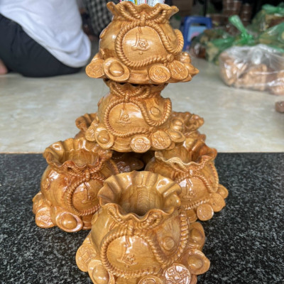 Ống hũ cắm bút bằng gỗ bách xanh thơm phức kt cao 12×10×7cm