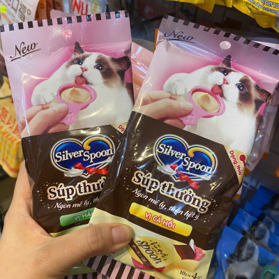 SILVER SPOON – SÚP THƯỞNG CHO MÈO DẠNG THÌA – NGON MÊ LY | HỘP 10 THÌA