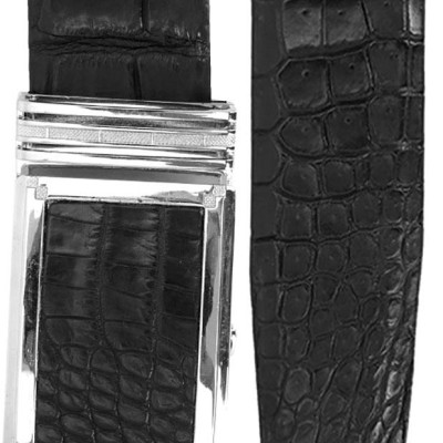 Thắt Lưng Nam Da Cá Sấu Nguyên Con Bụng Bản Lớn Huy Hoàng HT4748 - Đen