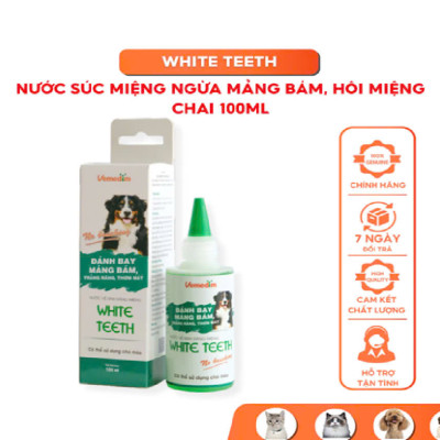 Vemedim Nước Súc Miệng WHITE TEETH Đánh bay Mảng Bám, Giảm Hôi Miệng cho Chó Mèo