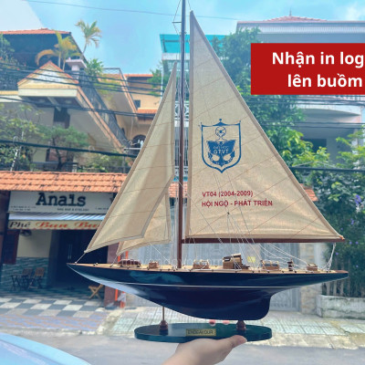 Mô hình thuyền gỗ phong thủy, thuyền buồm trang trí ENDEAVOUR PAINTED, thuyền gỗ trang trí hàng chính hãng