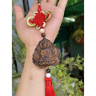 Dây treo xe ô tô, xe hơi phật A Di Đà gỗ trầm hương tự nhiên