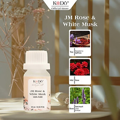 Tinh Dầu Nước Hoa Nguyên Chất Kodo JM Rose & White Musk Hương Thơm Mềm Mại, Thanh Lịch, Quyến Rũ 10/50/100/500ml