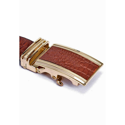 HJ4115 - Dây nịt nam da thật vân cá sấu Huy Hoàng màu nâu