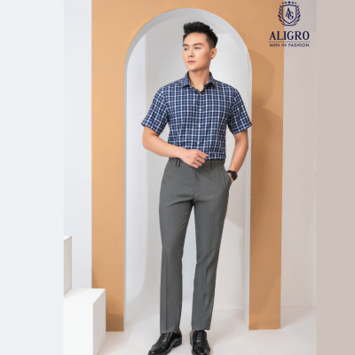 Quần âu nam ALIGRO màu lông chuột dáng basic ống đứng, chất liệu cao cấp ALGO1014