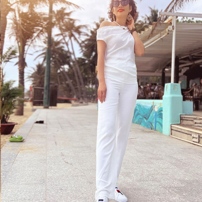 Áo Lệch Vai Camellia TOP165 Thời trang thiết kế Hity