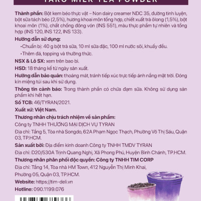 Bột trà sữa khoai môn 3in1 Déli - 1kg ( 25 ly ) pha chế trà sữa tiện lợi, nhanh chóng